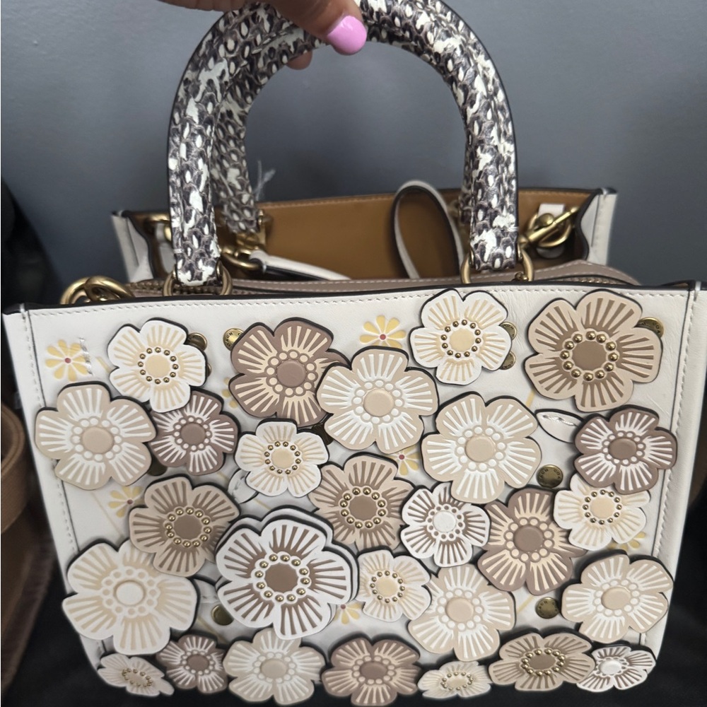 Coach Rogue Bag 25 In Colorblock With Tea Rose And Snakeskin Detail